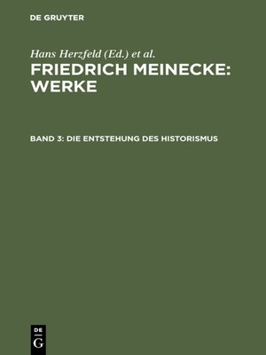cover image of Die Entstehung des Historismus